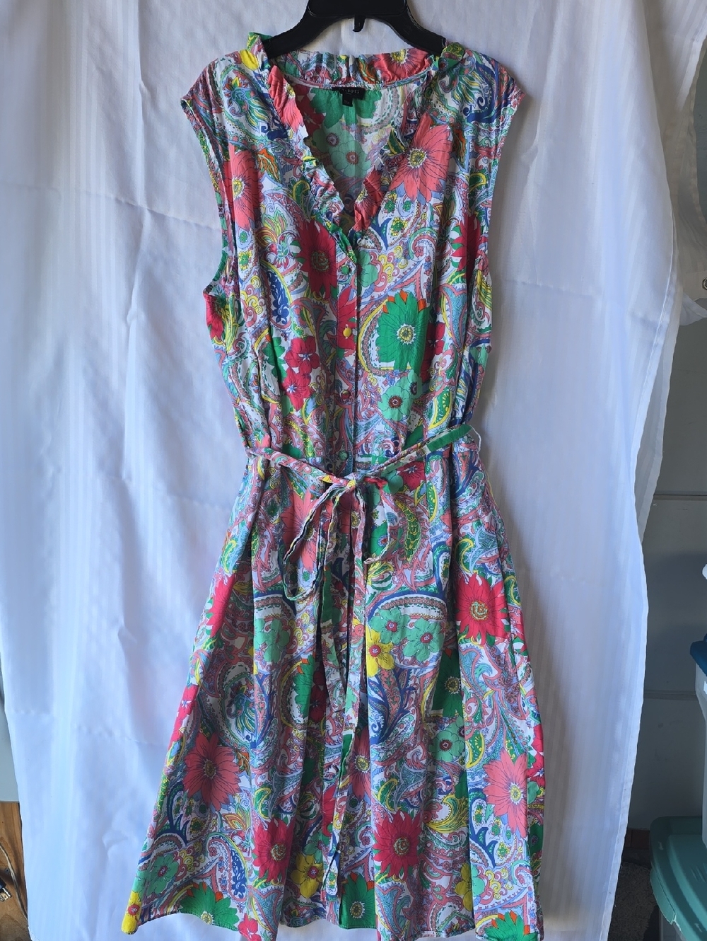 Talbots Sleeveless Floral Paisley Tie-Waist Dress in Multicolor